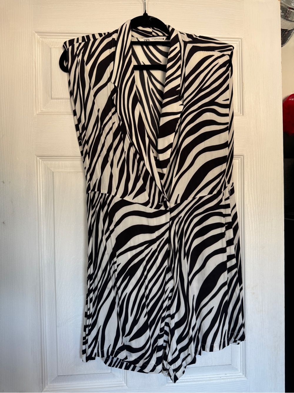 Zara Black & White Zebra-Print Romper
